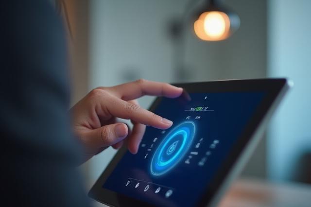 スマートホームデバイスを操作する人の手元
